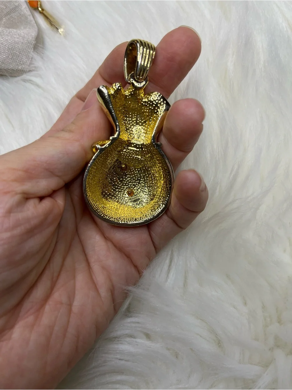 Gold Tone Money Bag Pendant